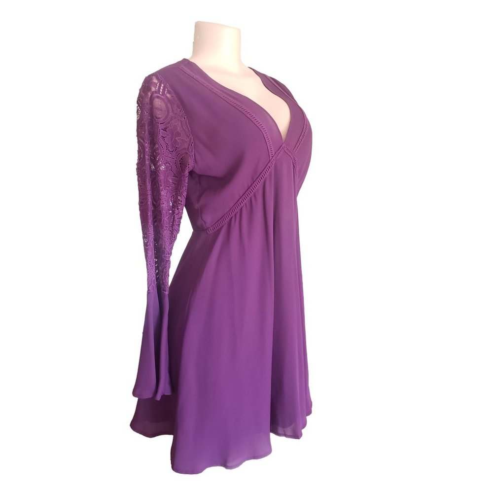 Altar'd State Women's NEW Plum Bell Lace Sleeve Dress NWT